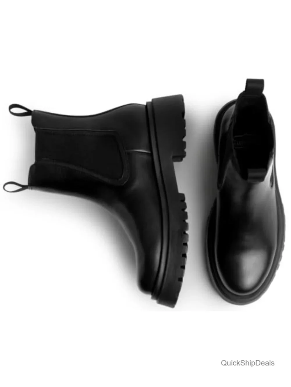 Leather Platform Chelsea Boots Women's Ankle Boots Lug Sole Pull-On